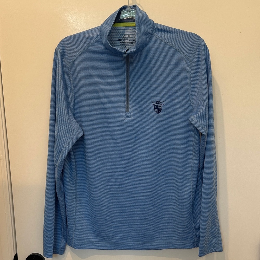 Vineyard Vines Mens Sankaty Quarter-Zip Light Blue Performance Pullover